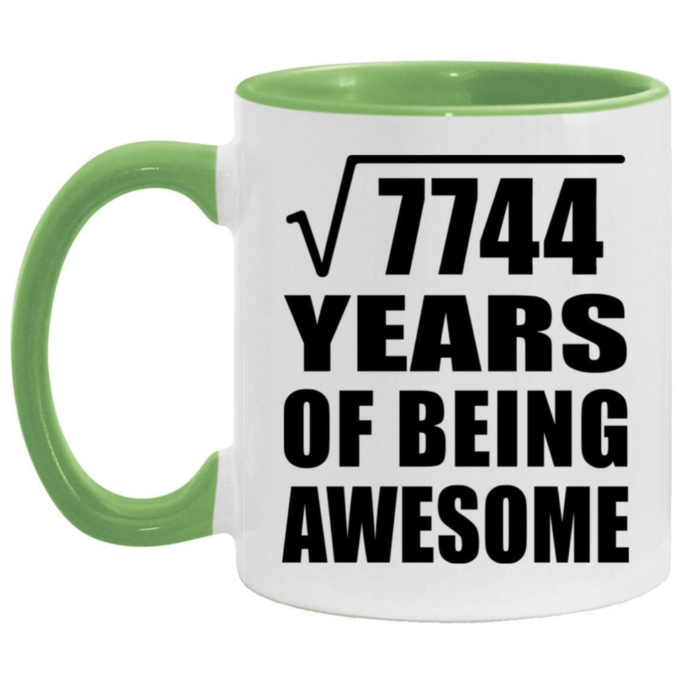 88th Birthday Square Root of 7744 Years of Being Awesome - 11oz Accent Mug Green
