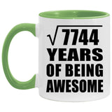 88th Birthday Square Root of 7744 Years of Being Awesome - 11oz Accent Mug Green