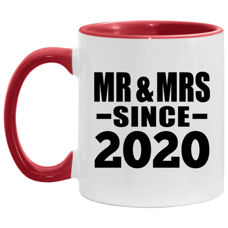 4th Anniversary Mr & Mrs Since 2020 - 11oz Accent Mug Red
