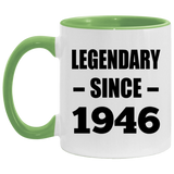 78th Birthday Legendary Since 1946 - 11oz Accent Mug Green