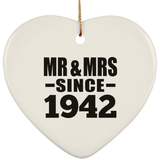 82nd Anniversary Mr & Mrs Since 1942 - Heart Ornament