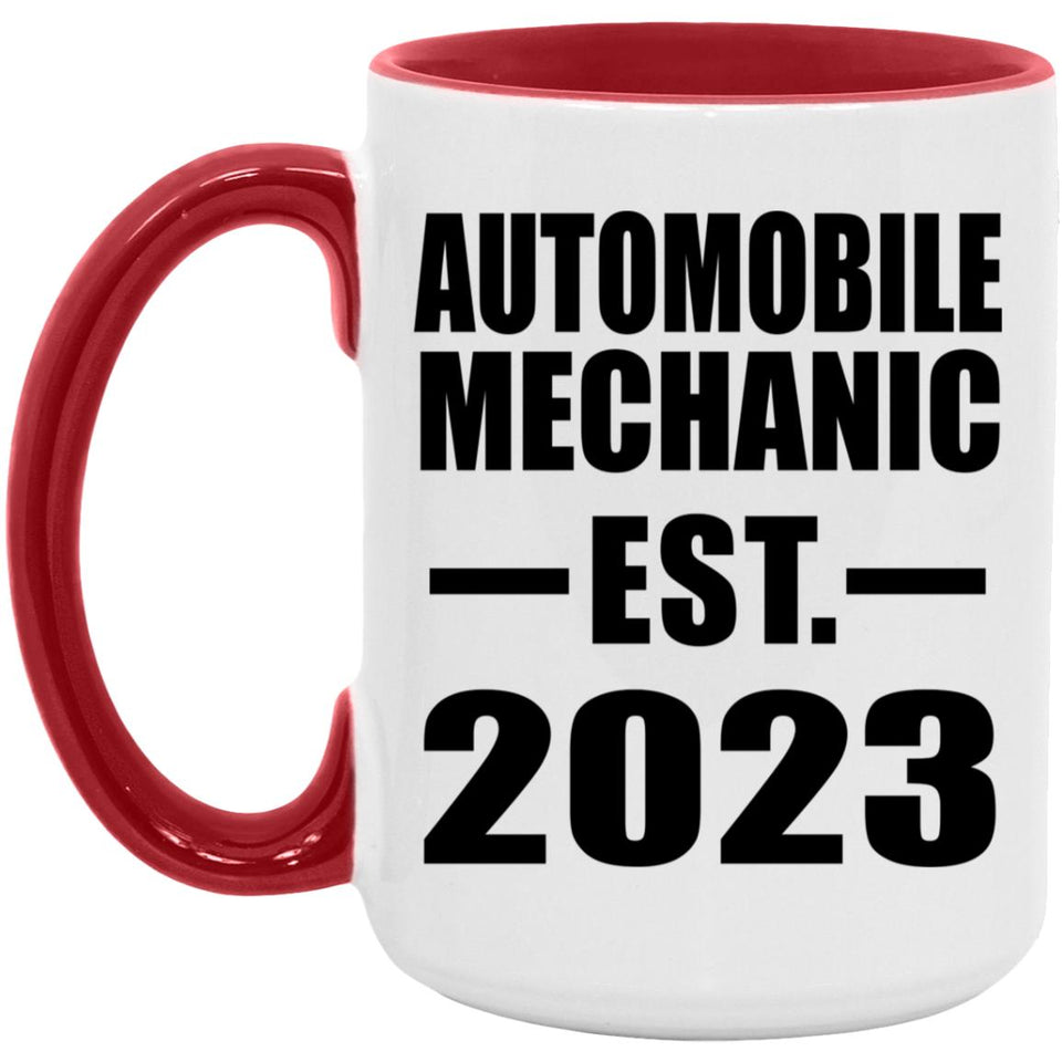 Automobile Mechanic Established EST. 2023 - 15oz Accent Mug Red