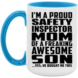 Proud Safety Inspector Mom Of Awesome Son - 15oz Accent Mug Blue