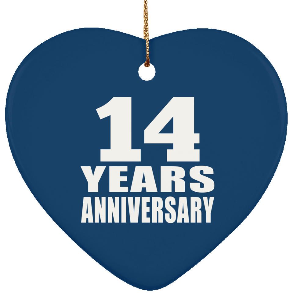 14th Anniversary 14 Years - Heart Ornament