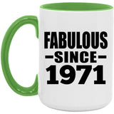53rd Birthday Fabulous Since 1971 - 15oz Accent Mug Green