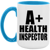A+ Health Inspector - 15oz Accent Mug Blue