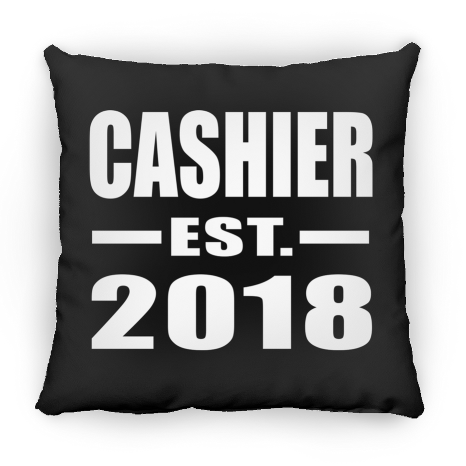 Cashier Established EST. 2018 - Throw Pillow Black
