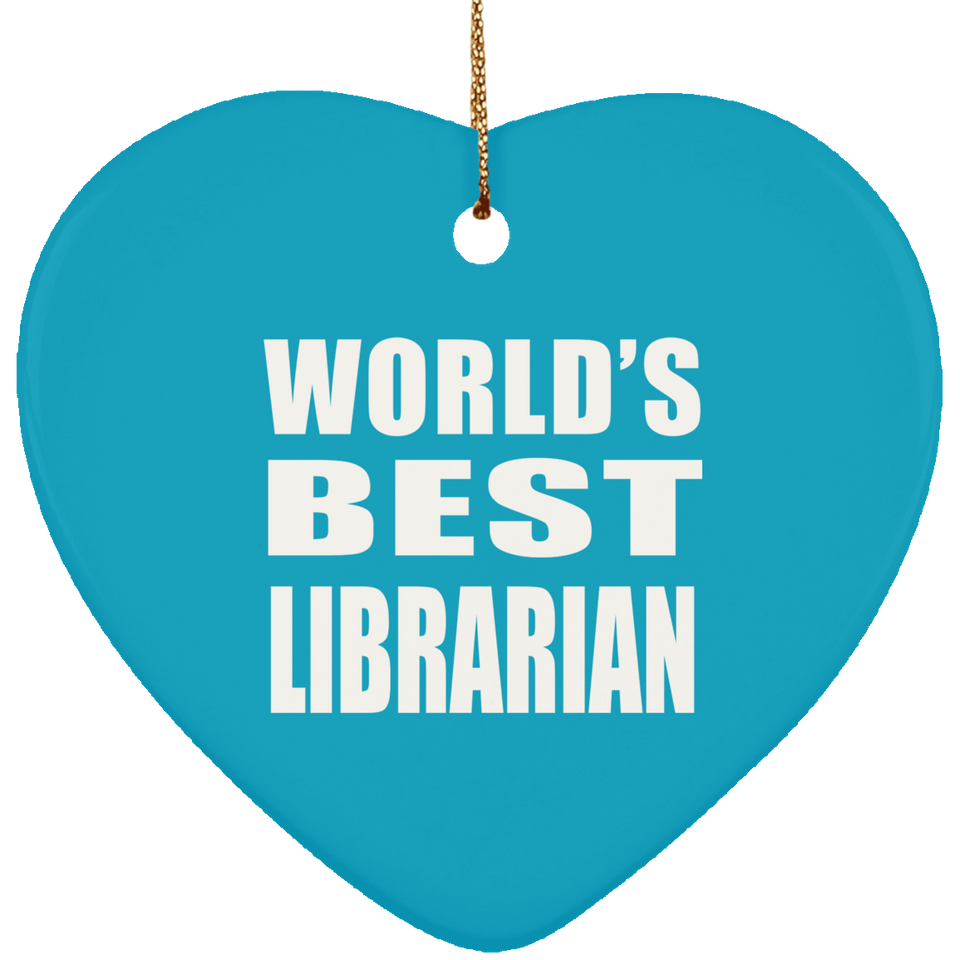World's Best Librarian - Heart Ornament