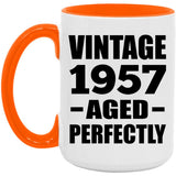 67th Birthday Vintage 1957 Aged Perfectly - 15oz Accent Mug Orange