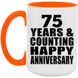 Happy 75th Anniversary 75 Years & Counting - 15oz Accent Mug Orange