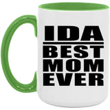 Ida Best Mom Ever - 15oz Accent Mug Green