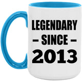 11th Birthday Legendary Since 2013 - 15oz Accent Mug Blue