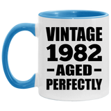 42nd Birthday Vintage 1982 Aged Perfectly - 11oz Accent Mug Blue