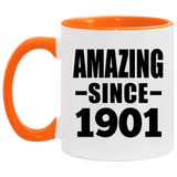 123rd Birthday Amazing Since 1901 - 11oz Accent Mug Orange