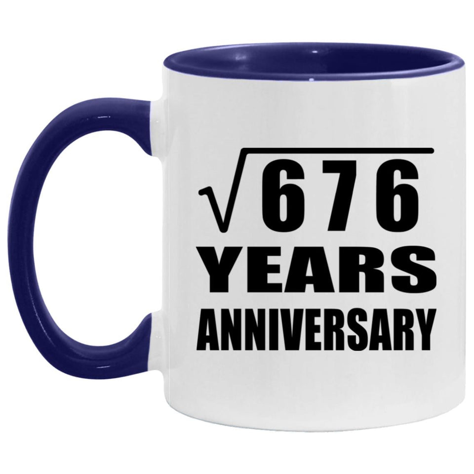 26th Anniversary Square Root of 676 Years Anniversary - 11oz Accent Mug Purple