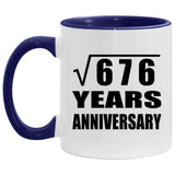 26th Anniversary Square Root of 676 Years Anniversary - 11oz Accent Mug Purple