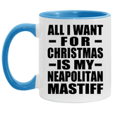 All I Want For Christmas Is My Neapolitan Mastiff - 11oz Accent Mug Blue