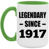 107th Birthday Legendary Since 1917 - 15oz Accent Mug Green