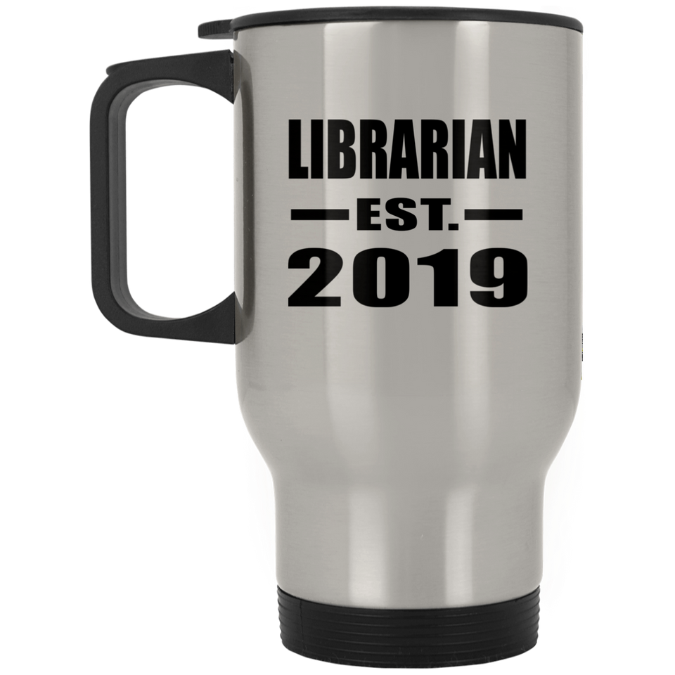 Librarian Established EST. 2019 - Silver Travel Mug