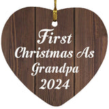 First Christmas As Grandpa 2024 - Heart Ornament D