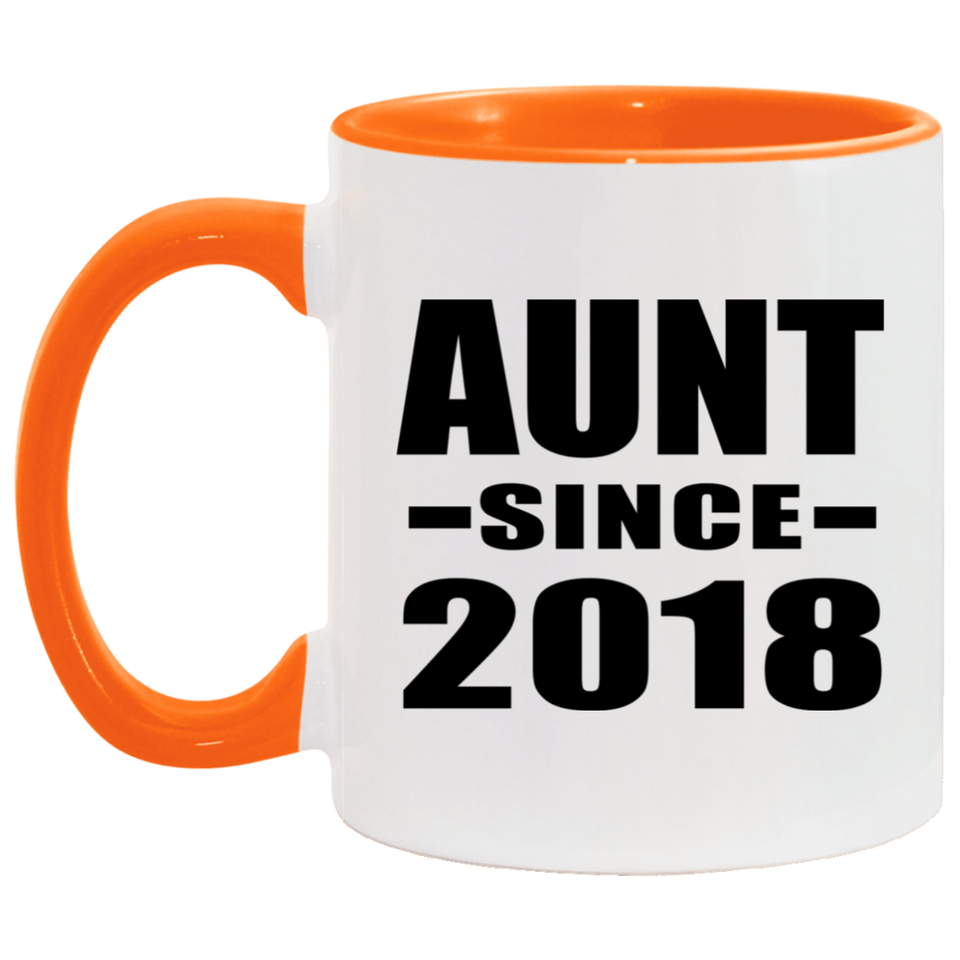 Aunt Since 2018 - 11oz Accent Mug Orange