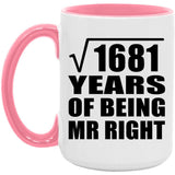 41st Anniversary Square Root of 1681 Years of Being Mr Right - 15oz Accent Mug Pink