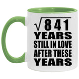 29th Anniversary Square Root of 841 Years Still In Love - 11oz Accent Mug Green