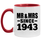 81st Anniversary Mr & Mrs Since 1943 - 11oz Accent Mug Red