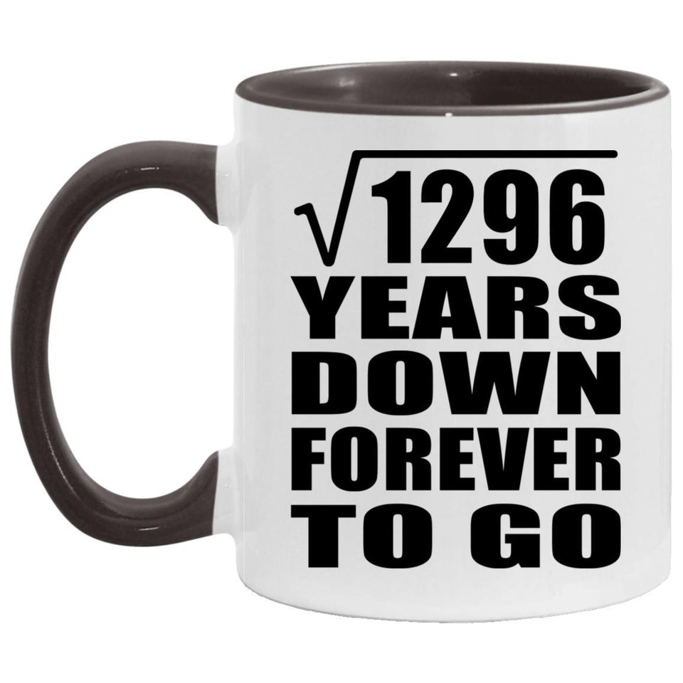 36th Anniversary Square Root of 1296 Years Down Forever To Go - 11oz Accent Mug Black