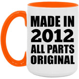 12th Birthday Made in 2012 All Parts Original - 15oz Accent Mug Orange