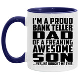 Proud Bank Teller Dad Of Awesome Son - 11oz Accent Mug Purple