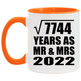 88th Anniversary Square Root of 7744 Years As Mr & Mrs 2022 - 11oz Accent Mug Orange