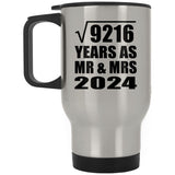 96th Anniversary Square Root of 9216 Years As Mr & Mrs 2024 - Silver Travel Mug