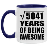 71st Birthday Square Root Of 5041 Years Of Being Awesome - 11oz Accent Mug Purple