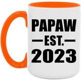 Papaw Established EST. 2023 - 15oz Accent Mug Orange