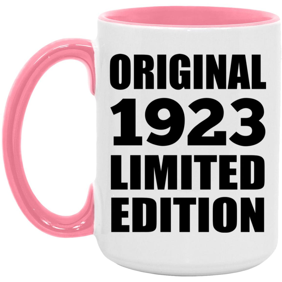 101st Birthday Original 1923 Limited Edition - 15oz Accent Mug Pink