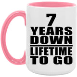 7th Anniversary 7 Years Down Lifetime To Go - 15oz Accent Mug Pink