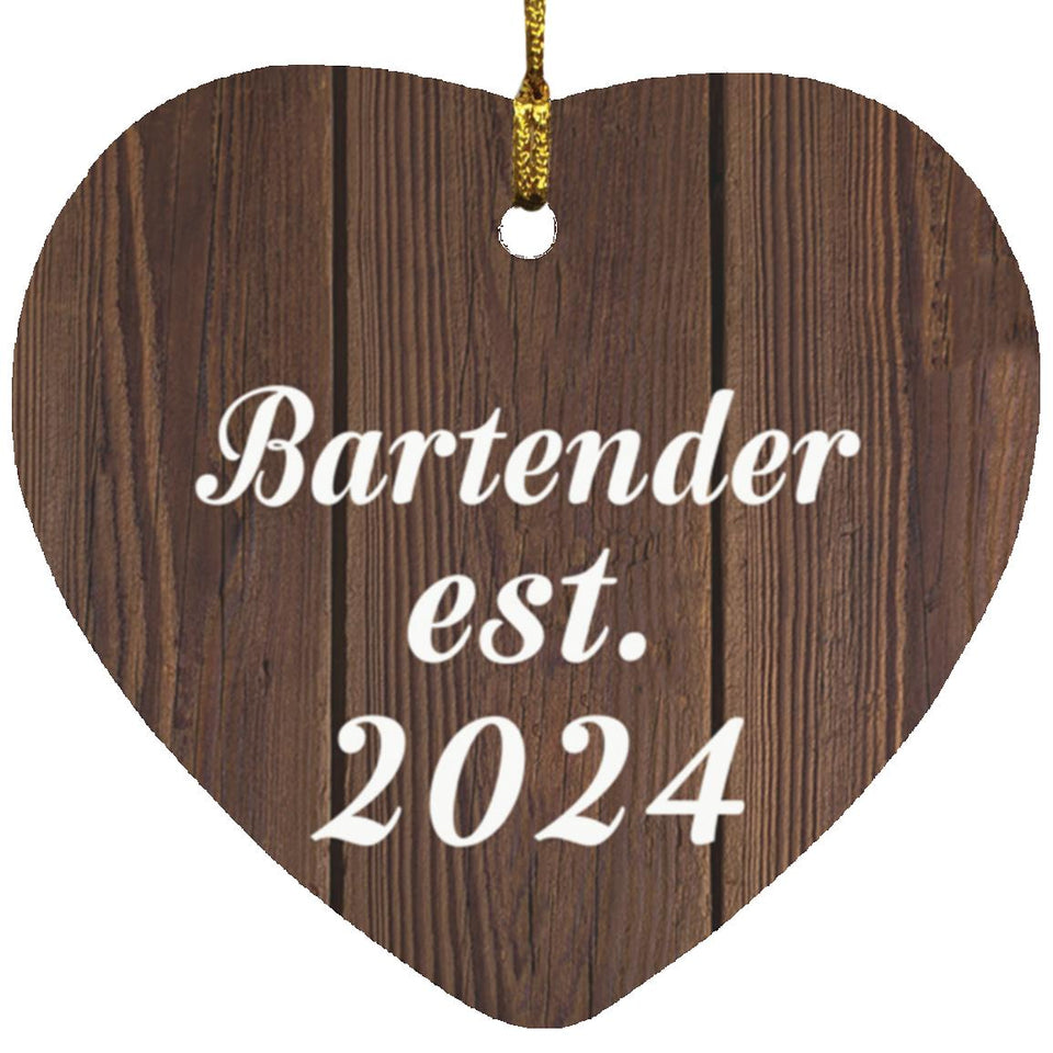 Bartender Established Est. 2024 - Heart Ornament D