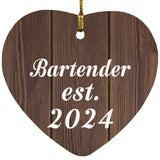 Bartender Established Est. 2024 - Heart Ornament D