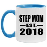 Step Mom Established EST. 2018 - 11oz Accent Mug Blue