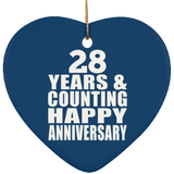 Happy 28th Anniversary 28 Years & Counting - Heart Ornament