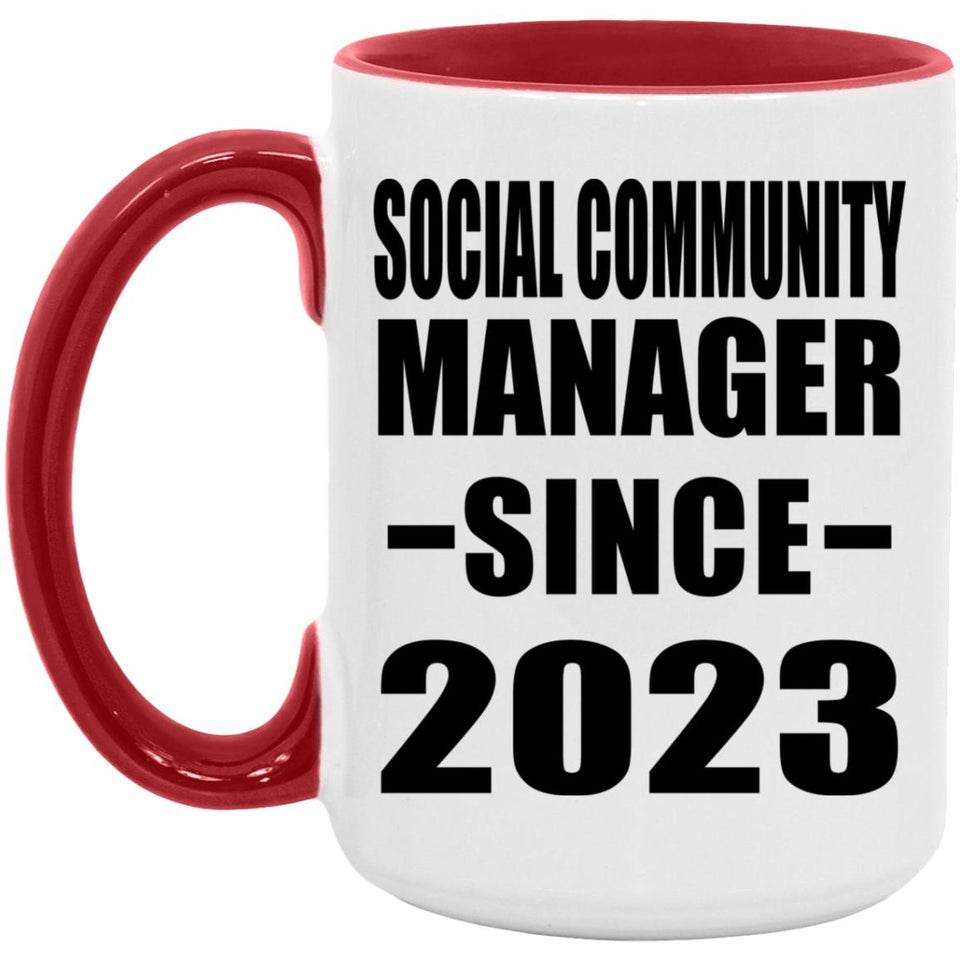 Social Community Manager Since 2023 - 15oz Accent Mug Red