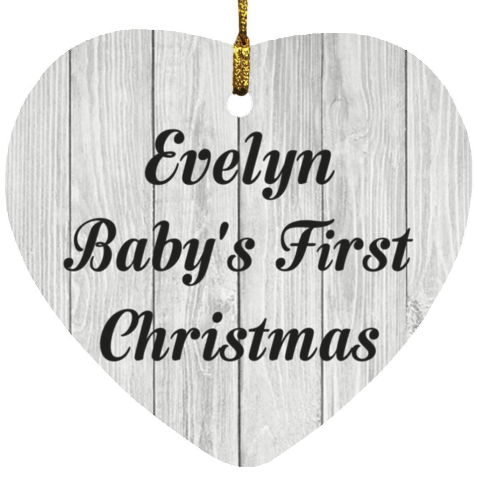 Evelyn Baby's First Christmas - Heart Ornament F
