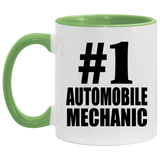 Number One #1 Automobile Mechanic - 11oz Accent Mug Green