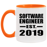 Software Engineer Established EST. 2019 - 11oz Accent Mug Orange