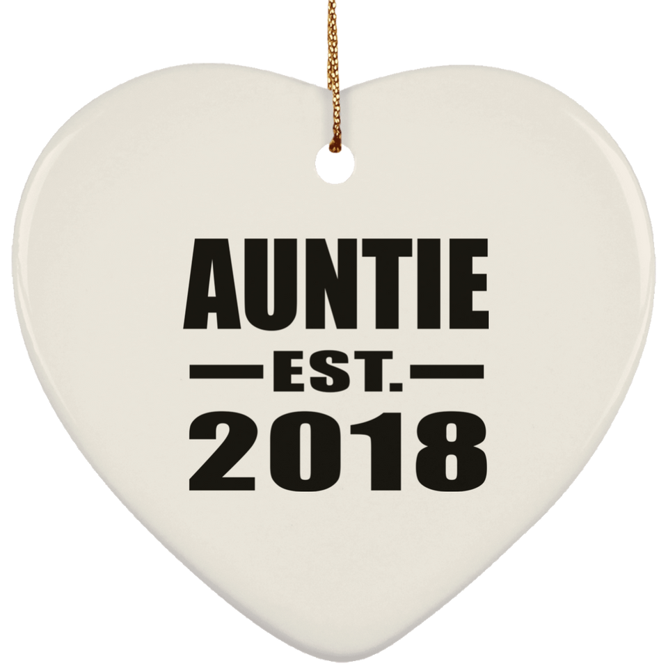 Auntie Established EST. 2018 - Heart Ornament