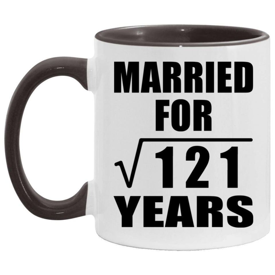 11th Anniversary Married For Square Root of 121 Years - 11oz Accent Mug Black