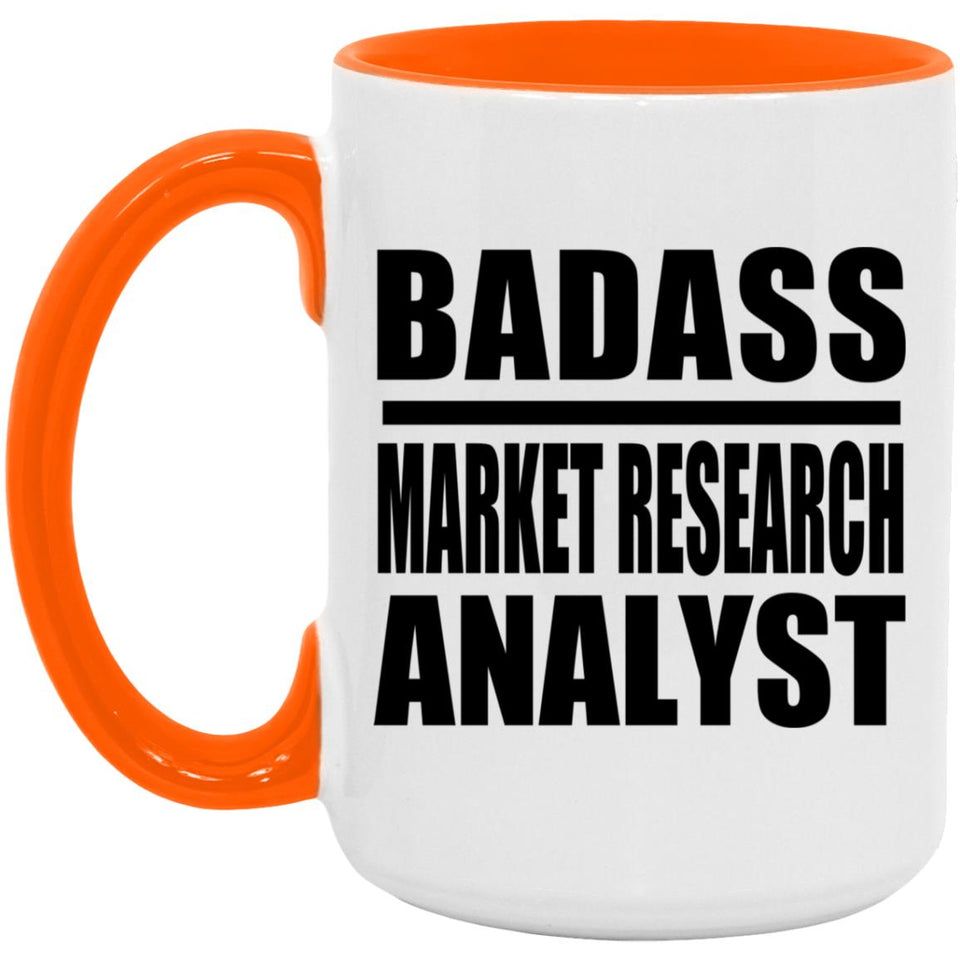 Badass Market Research Analyst - 15oz Accent Mug Orange