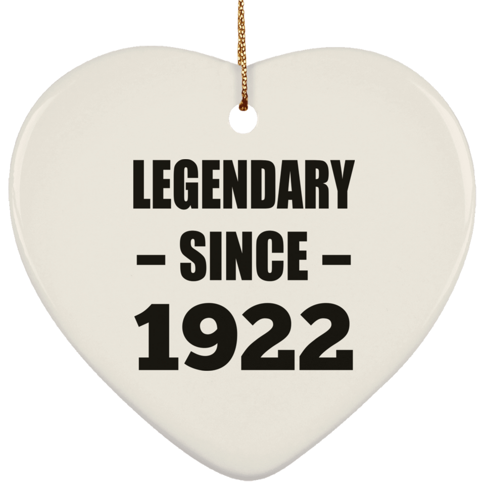 102nd Birthday Legendary Since 1922 - Heart Ornament