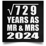 27th Anniversary Square Root of 729 Years As Mr & Mrs 2024 - Poster Square